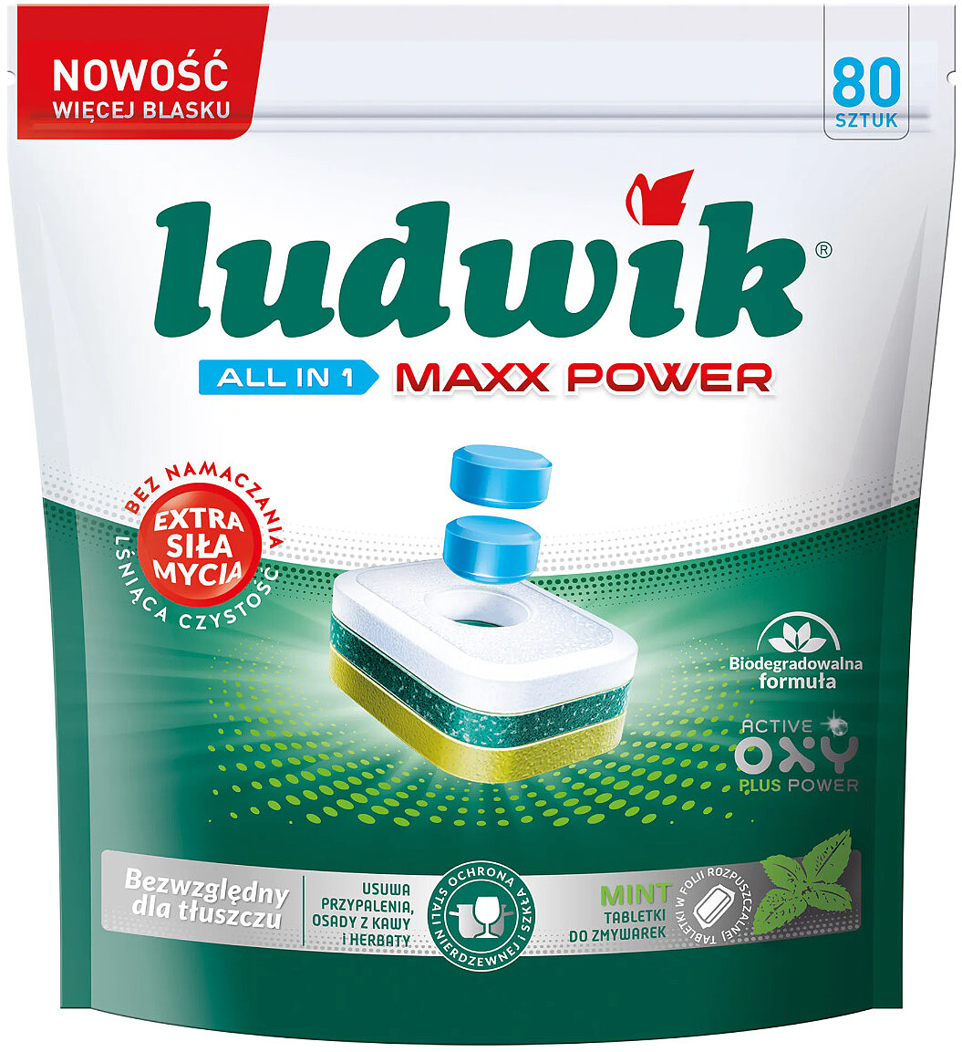 Tabletki do zmywarki Ludwik All in 1 Maxx Power Mint 80 szt.