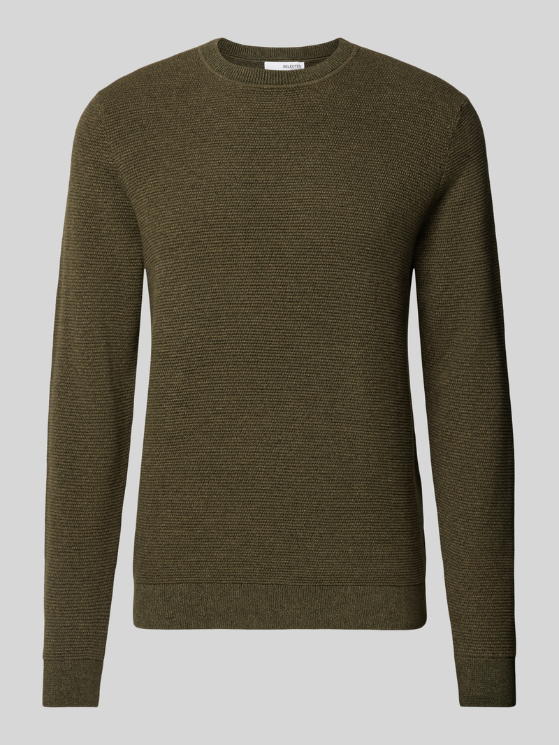 Sweter z dzianiny z prążkowanymi wykończeniami model ‘ROSS’