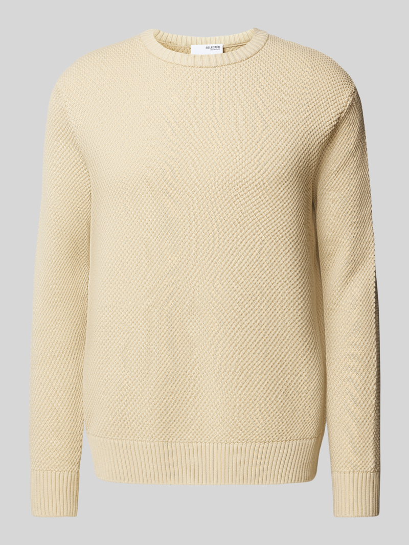 Sweter z dzianiny z prążkowanymi wykończeniami model ‘HENNY’