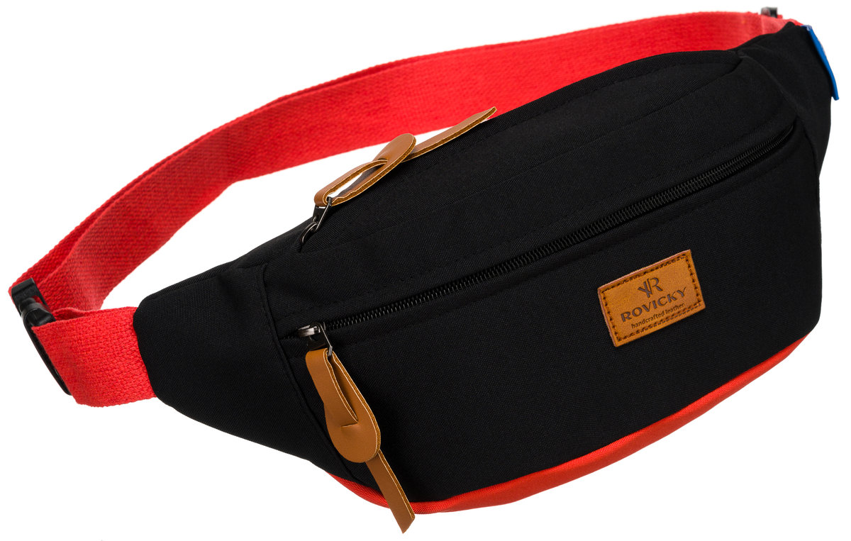 Nerka damska Rovicky sportowa saszetka na suwak pojemna torebka crossbody, czarny
