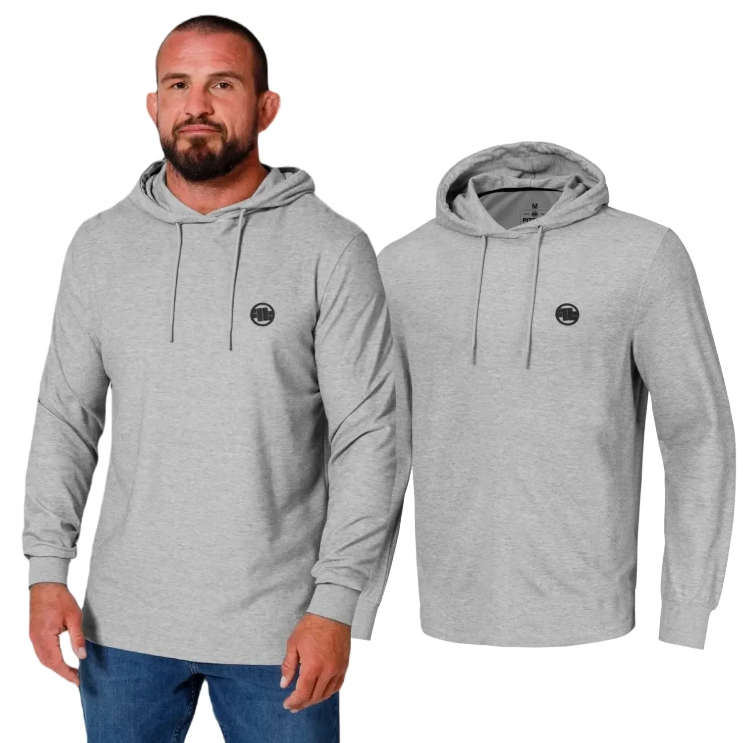 Bluza z kapturem Pit Bull Heavy Weight 220 Coolmax Pique Rockey '24 - Szary Melanż XL