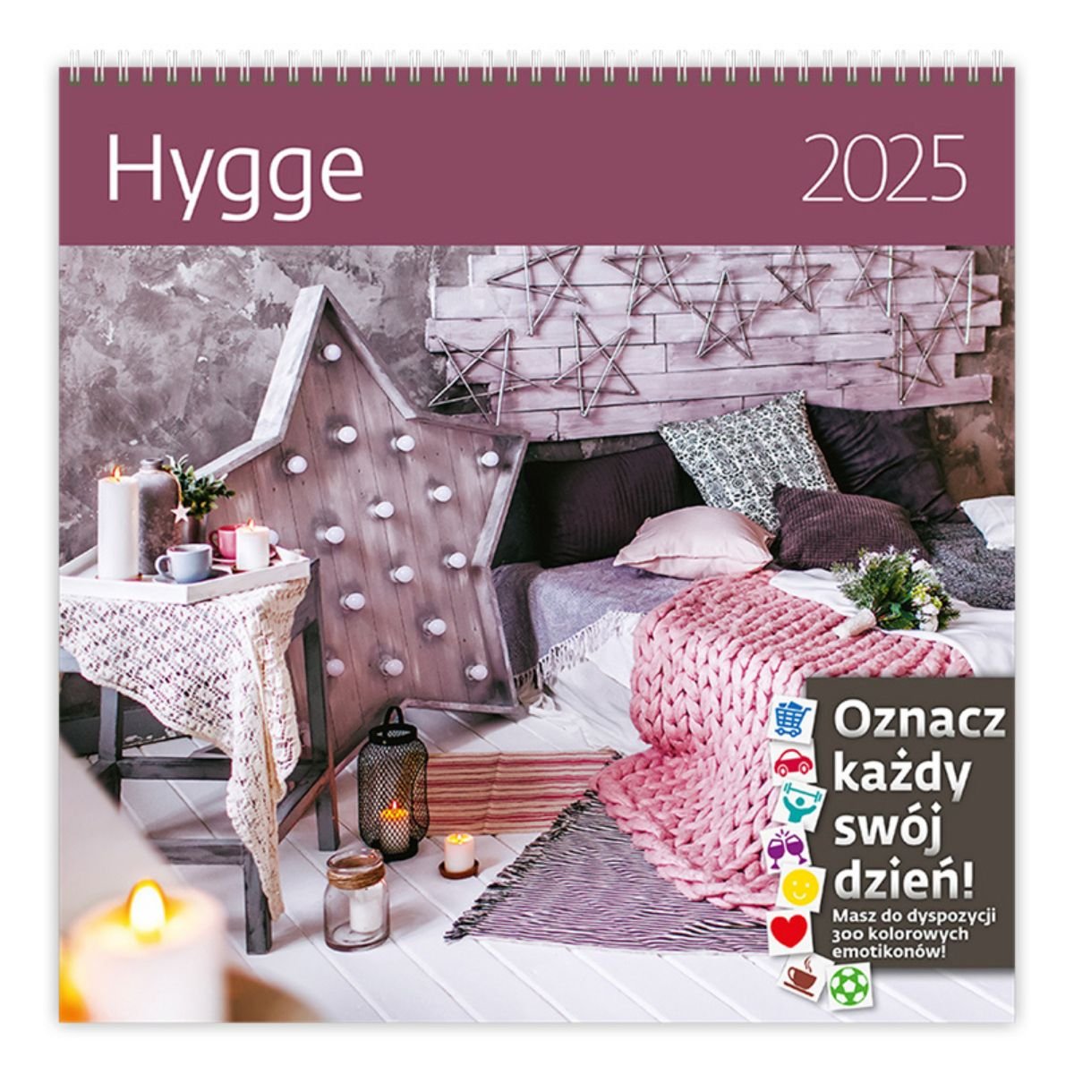 Kalendarz ścienny 2025, miesięczny, Hygge