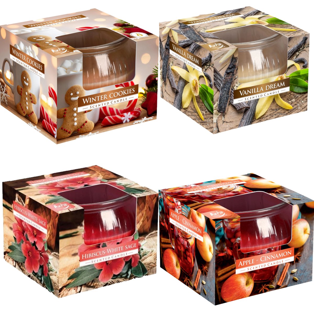 Świece Zapachowe Świąteczne Świeczki 4X Świeca Zestaw Na Prezent Świąteczny