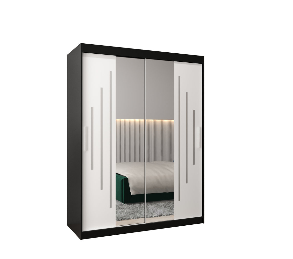 Szafa przesuwna Garderoba YORK 1 150 gł. 62 czarny/biały