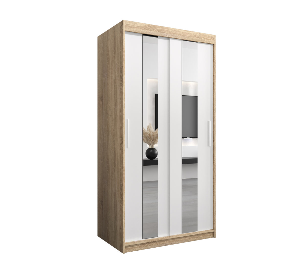 Szafa przesuwna Garderoba POLE 100 gł. 62 sonoma/biały