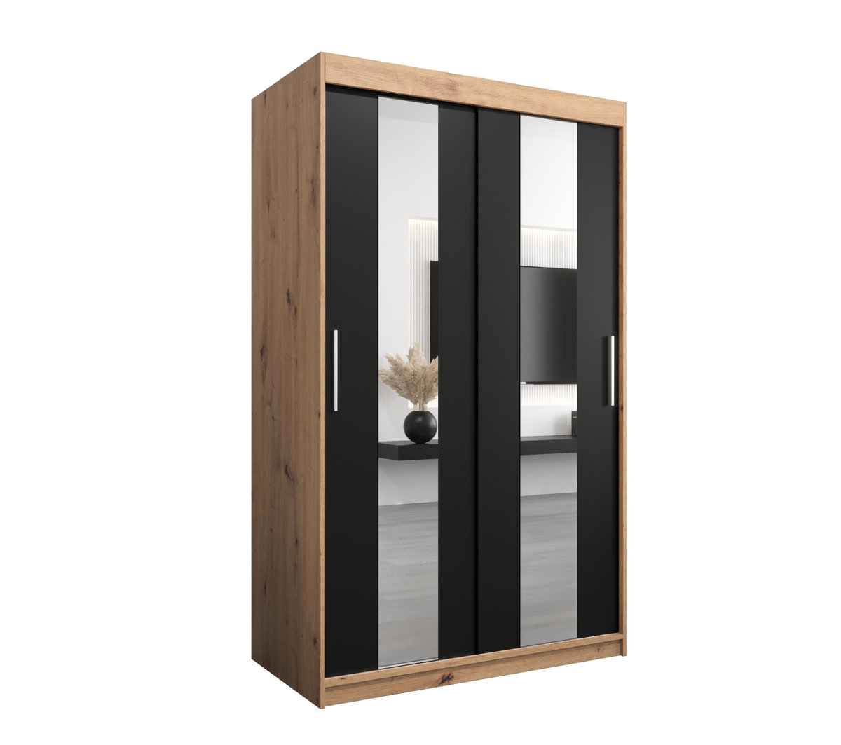 Szafa przesuwna Garderoba POLE 120 gł. 62 artisan/czarny