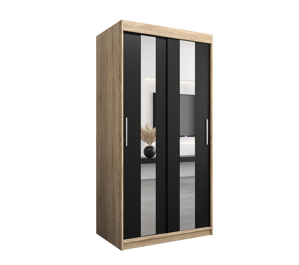 Szafa przesuwna Garderoba POLE 100 gł. 62 sonoma/czarny