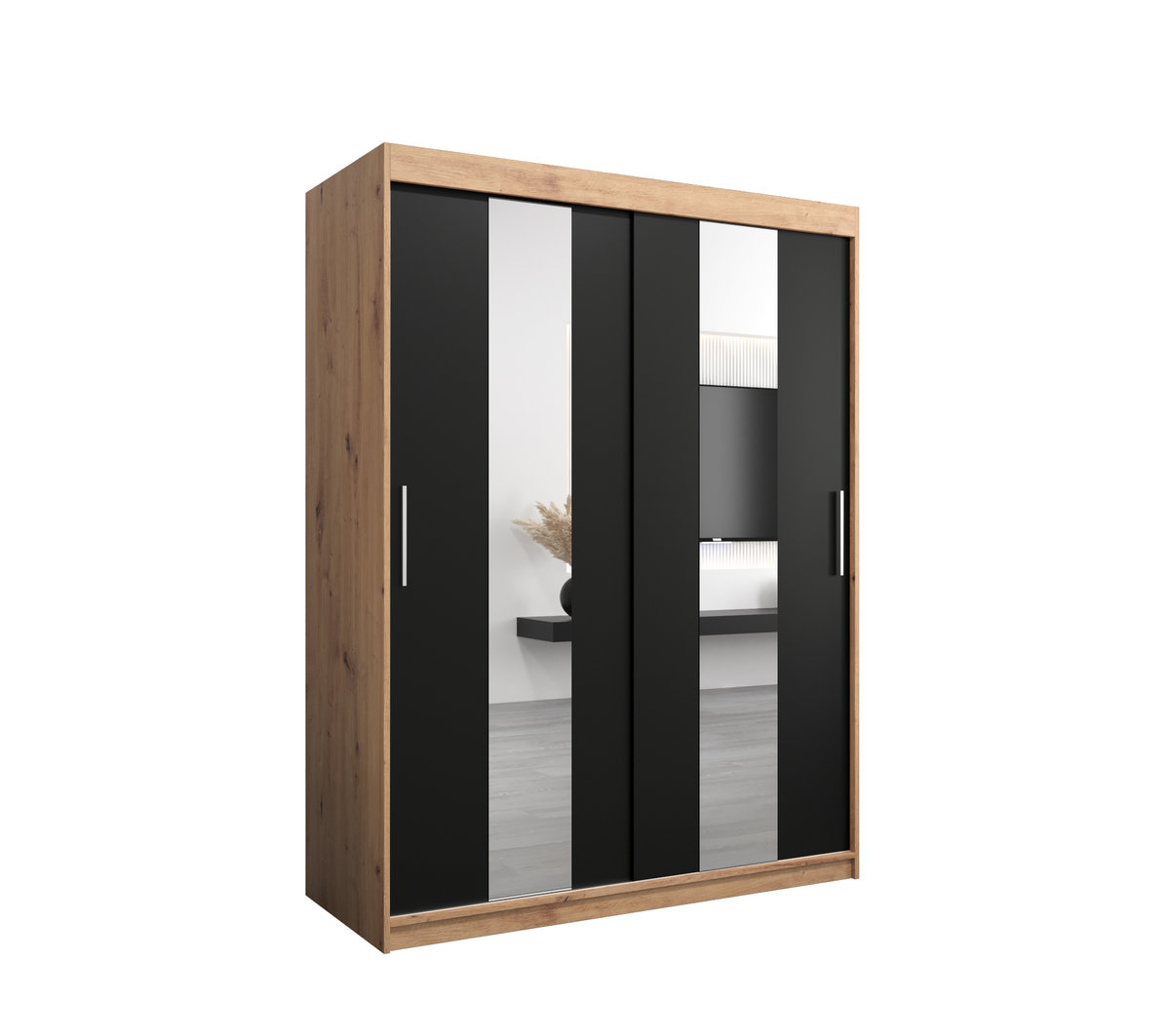 Szafa przesuwna Garderoba POLE 150 gł. 62 artisan/czarny