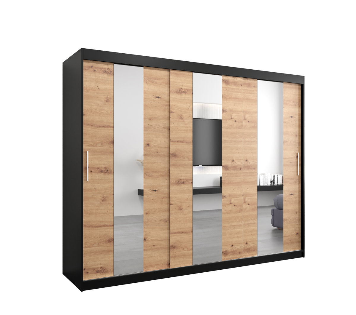 Szafa przesuwna Garderoba POLE 250 gł. 62 czarny/artisan