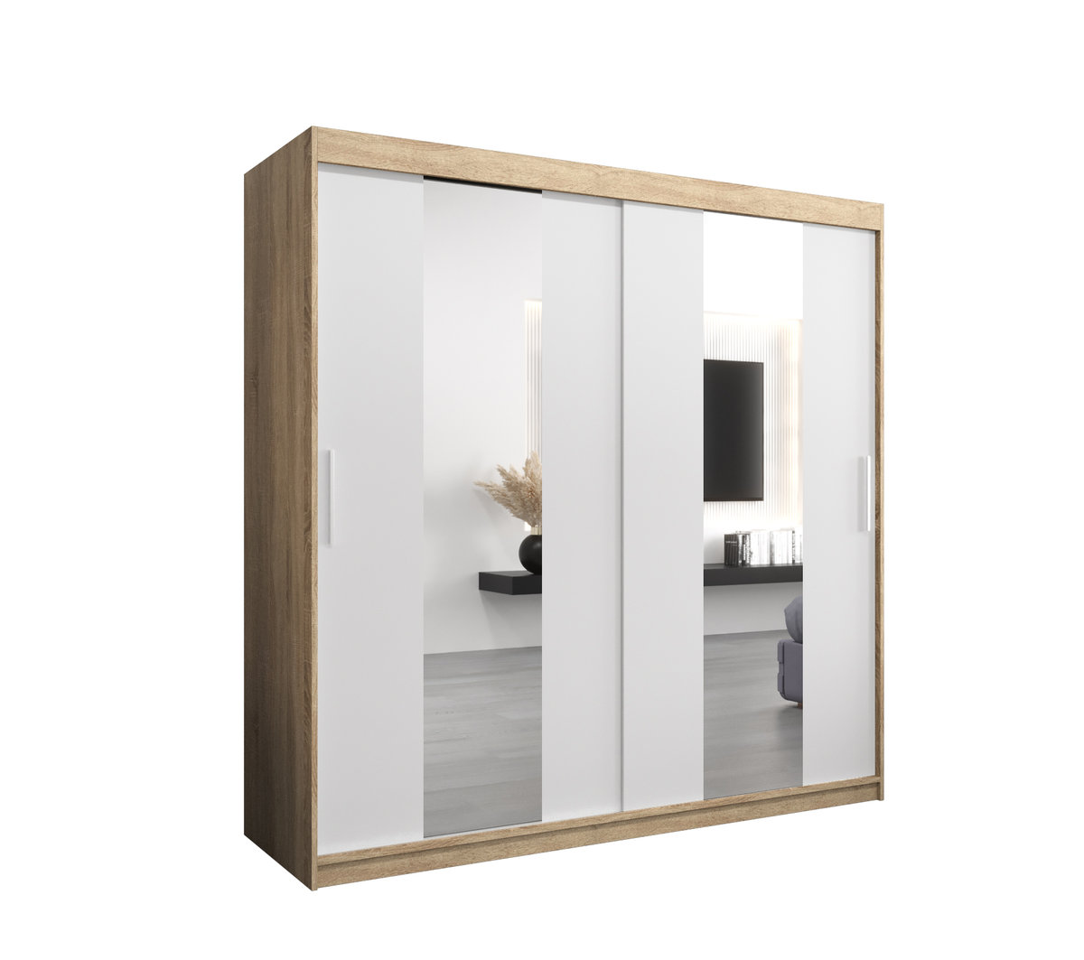Szafa przesuwna Garderoba POLE 200 gł. 62 sonoma/biały