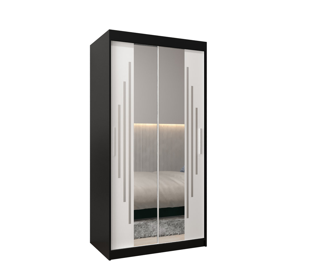 Szafa przesuwna Garderoba YORK 1 100 gł. 62 czarny/biały