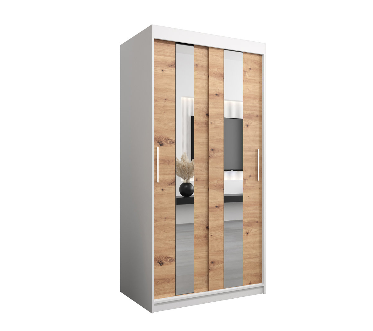 Szafa przesuwna Garderoba POLE 100 gł. 62 biały/artisan