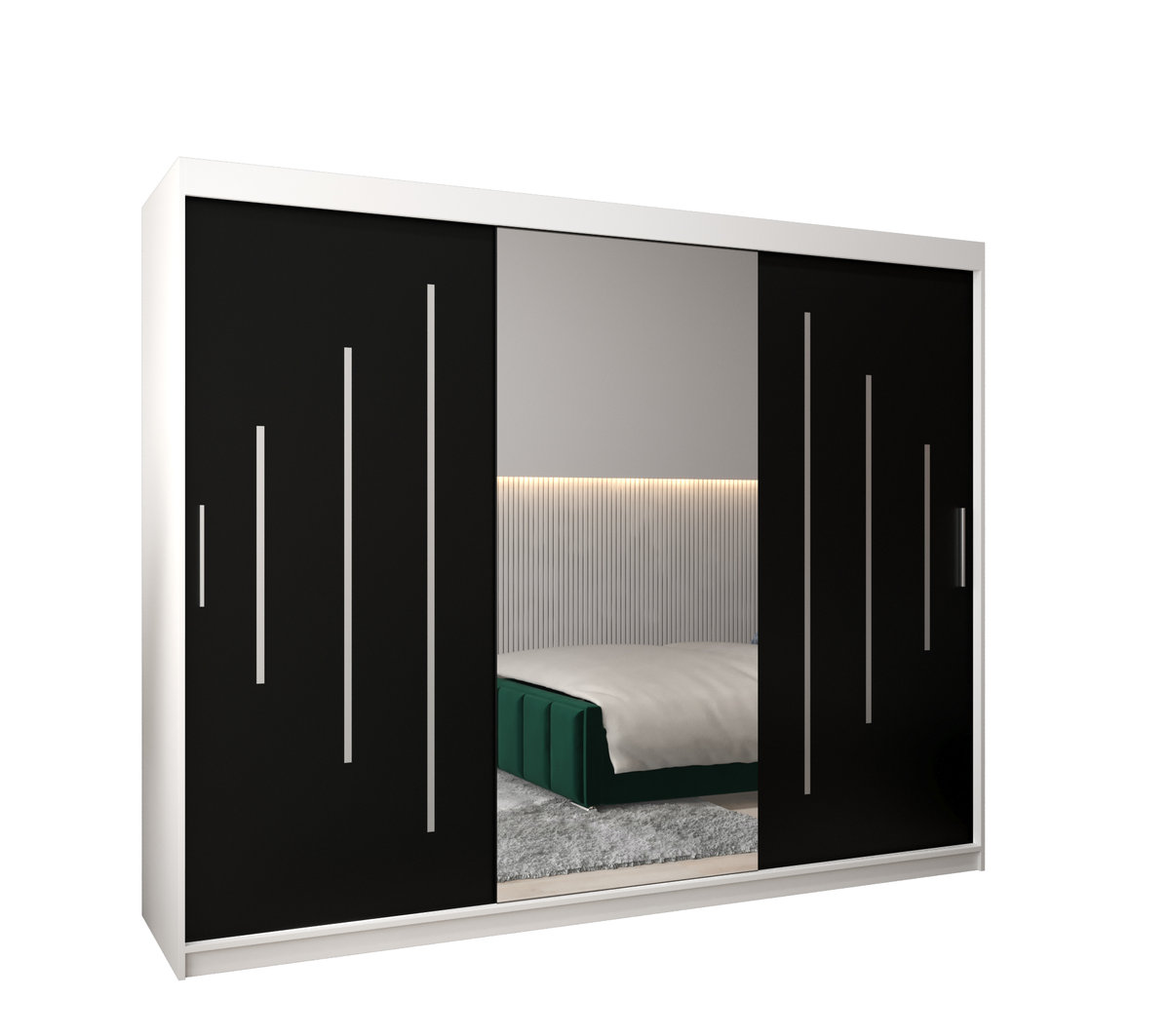 Szafa przesuwna Garderoba YORK 1 250 gł. 62 biały/czarny