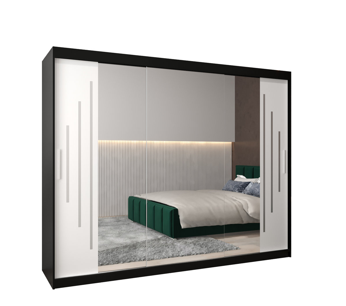 Szafa przesuwna Garderoba YORK 2 250 gł. 62 czarny/biały