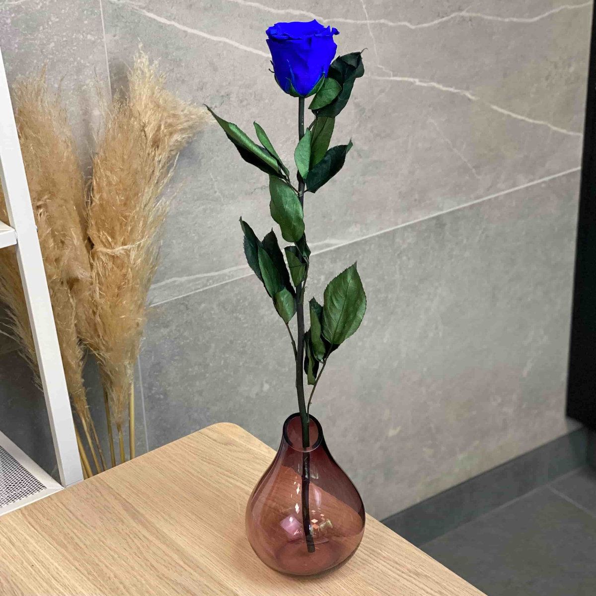 Niebieska Wieczna Róża na Łodydze 50 cm