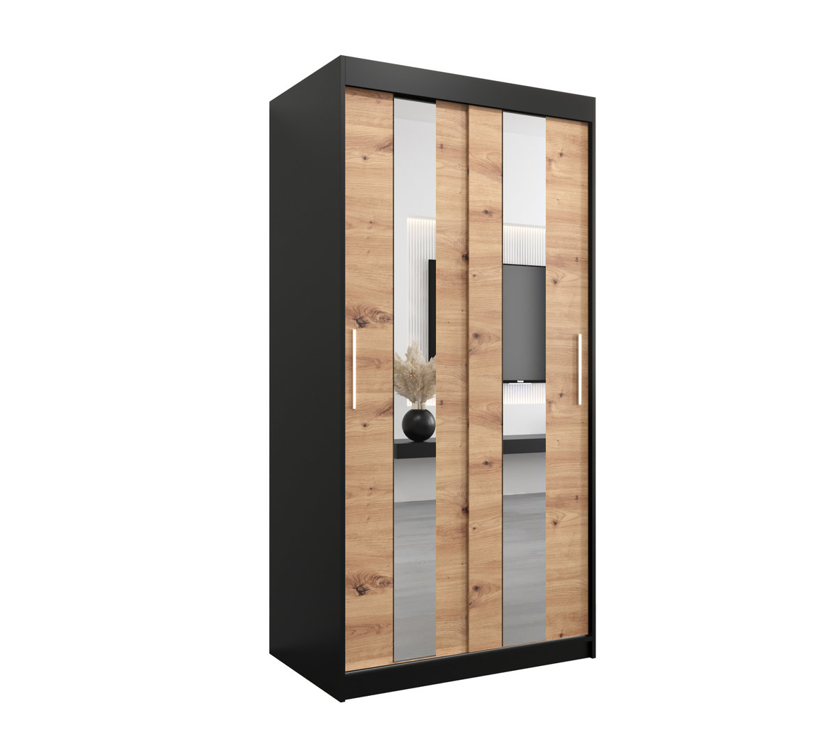 Szafa przesuwna Garderoba POLE 100 gł. 62 czarny/artisan