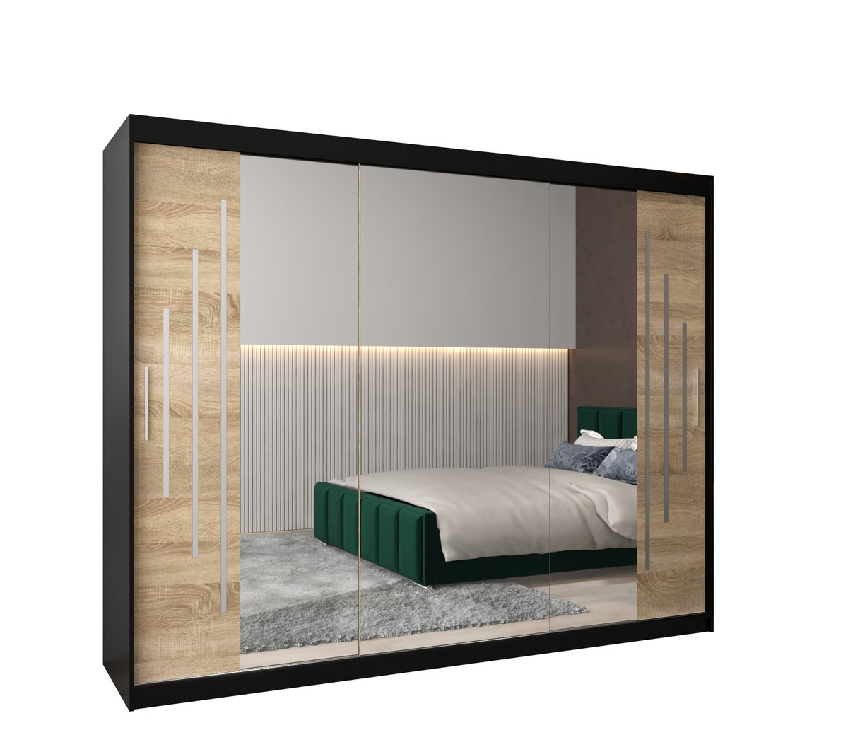 Szafa przesuwna Garderoba YORK 2 250 gł. 62 czarny/sonoma