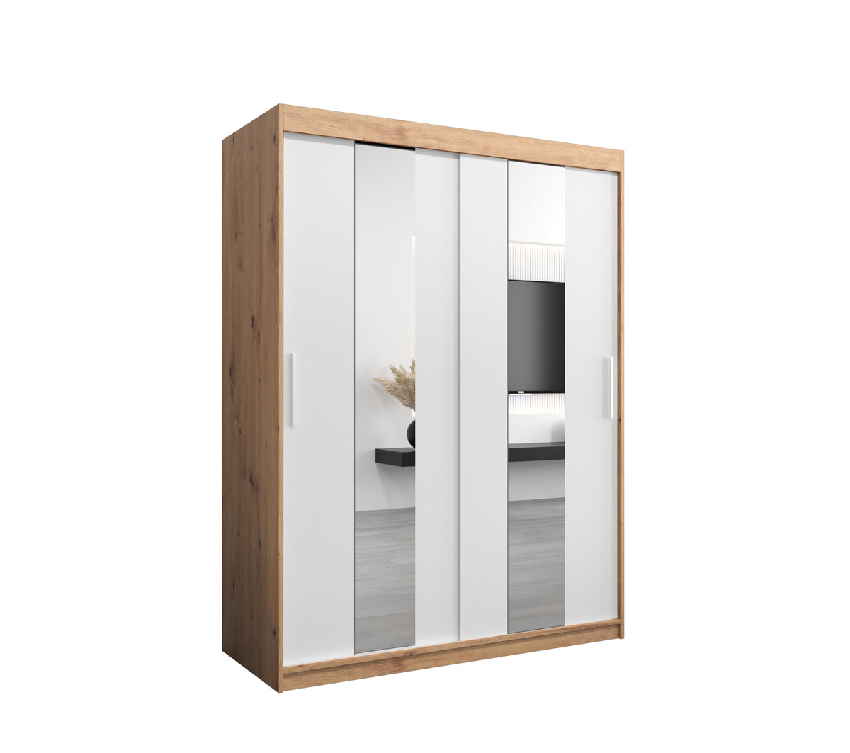 Szafa przesuwna Garderoba POLE 150 gł. 62 artisan/biały