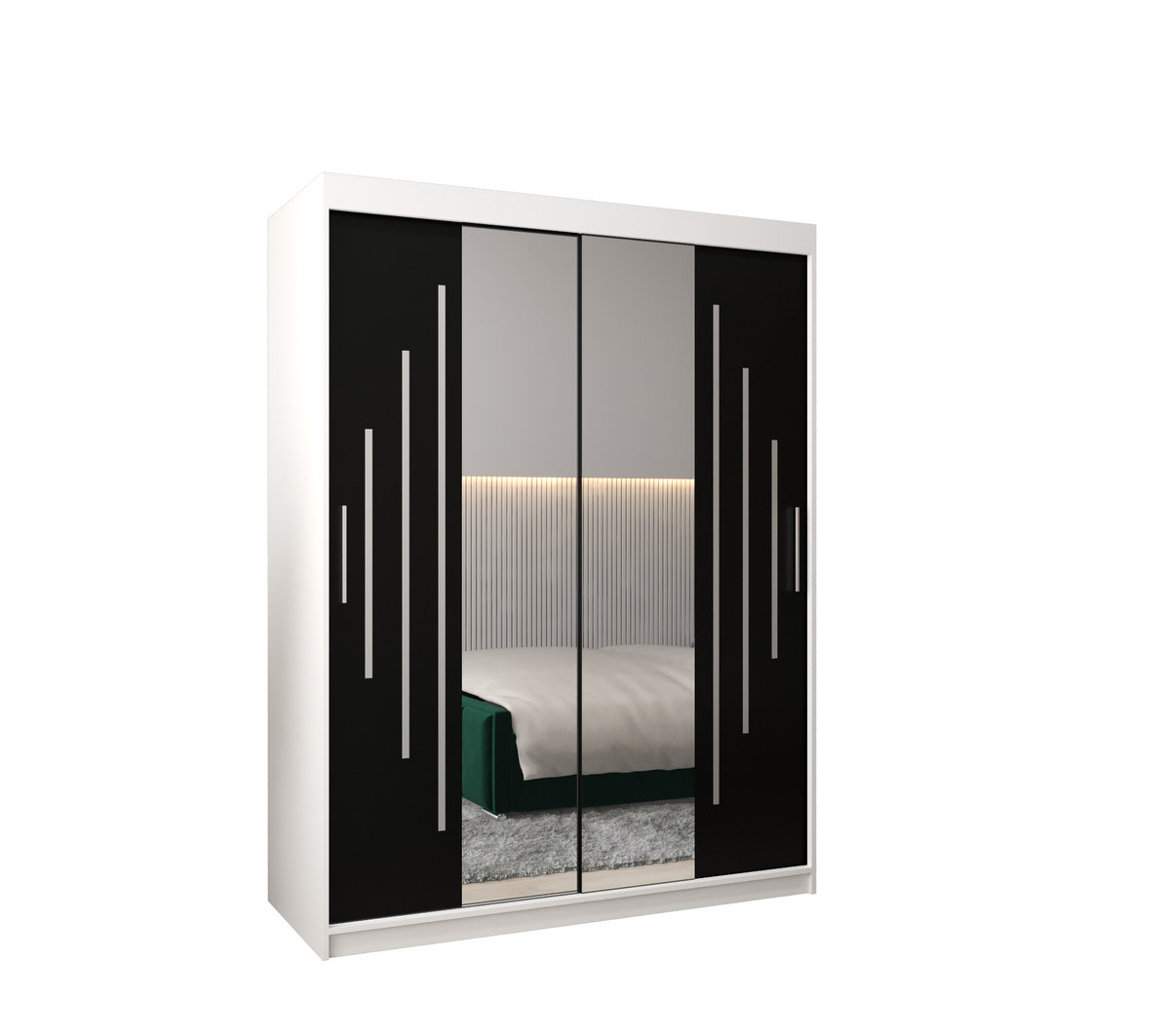 Szafa przesuwna Garderoba YORK 1 150 gł. 62 biały/czarny