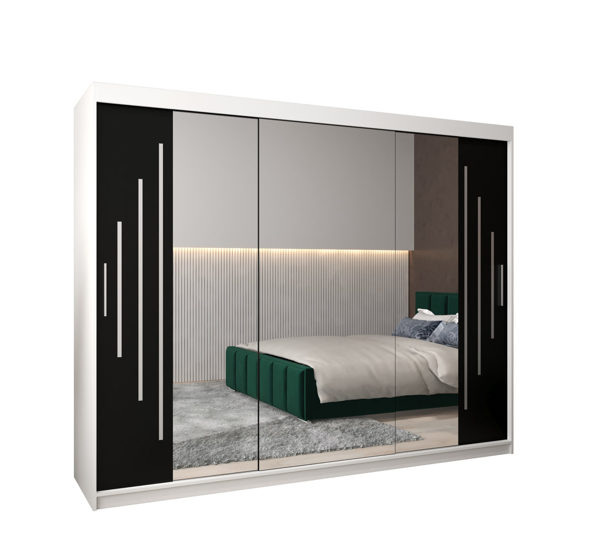 Szafa przesuwna Garderoba YORK 2 250 gł. 62 biały/czarny