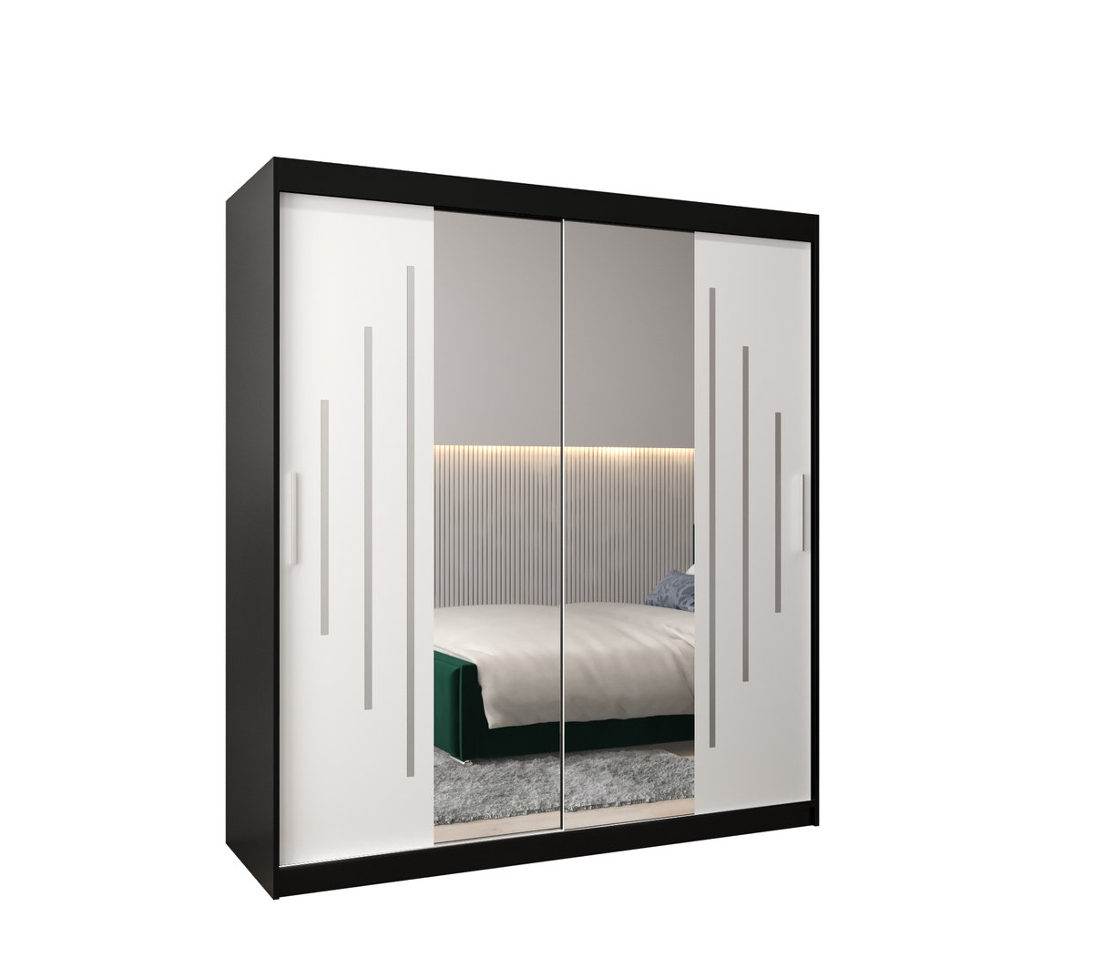 Szafa przesuwna Garderoba YORK 1 180 gł. 62 czarny/biały