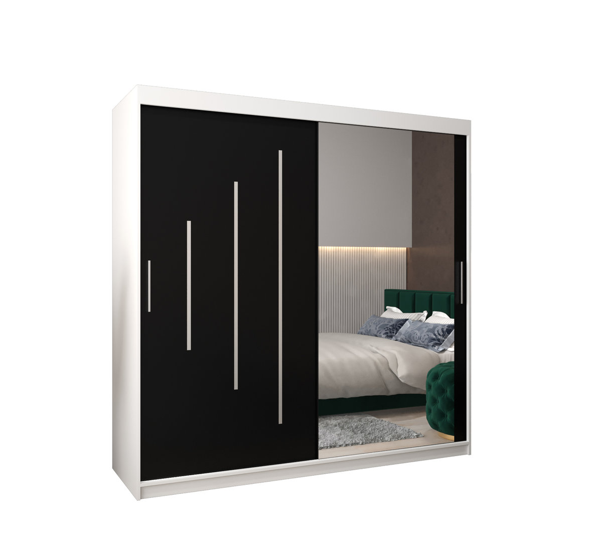 Szafa przesuwna Garderoba YORK 2 200 gł. 62 biały/czarny