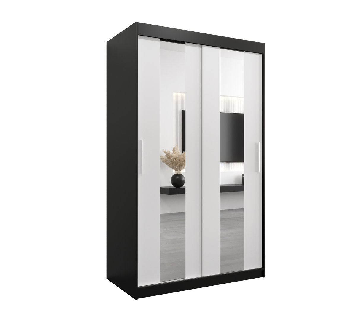 Szafa przesuwna Garderoba POLE 120 gł. 62 czarny/biały