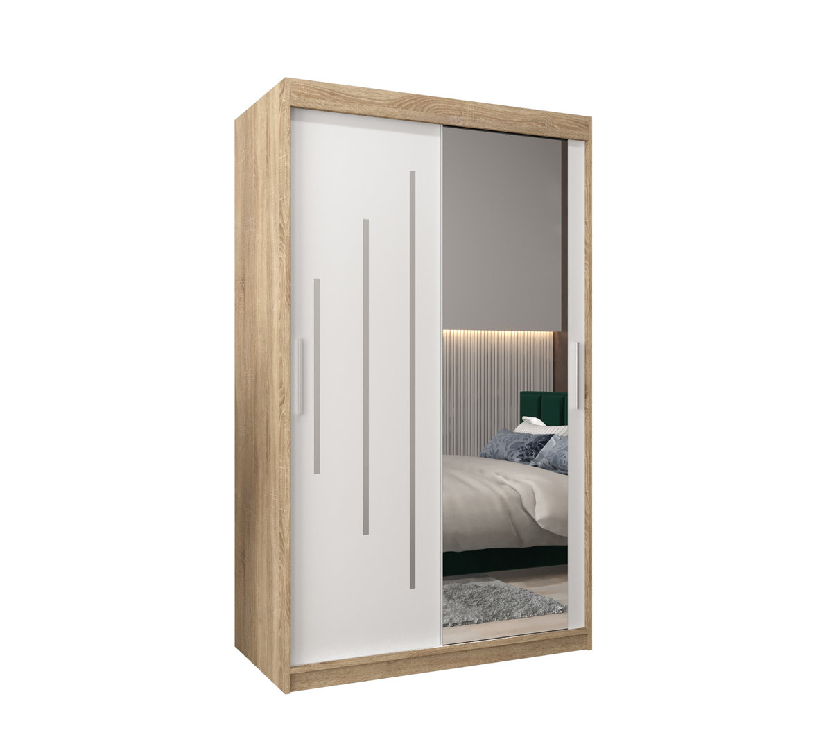 Szafa przesuwna Garderoba YORK 2 120 gł. 62 sonoma/biały