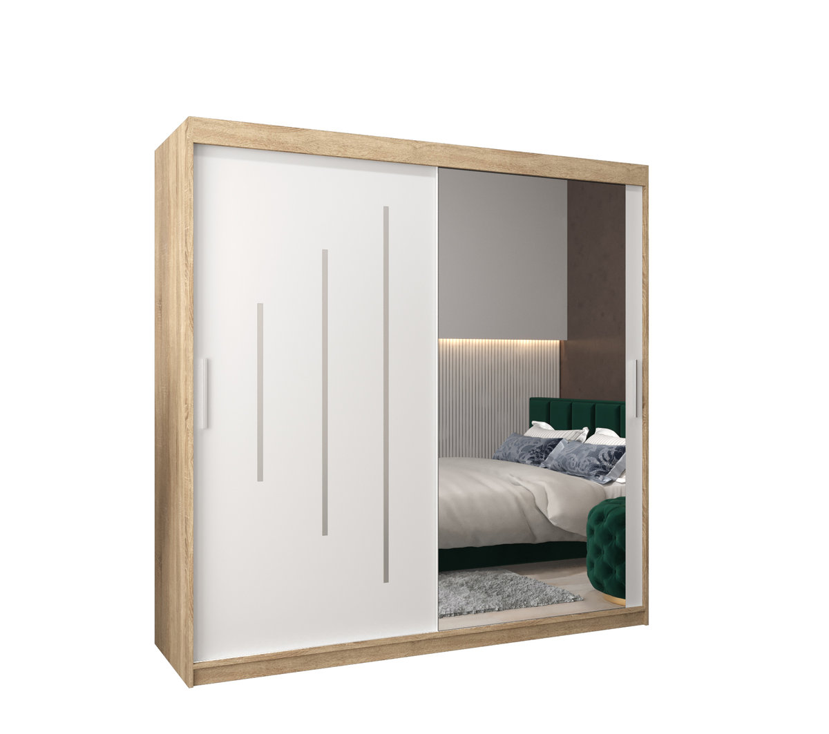 Szafa przesuwna Garderoba YORK 2 200 gł. 62 sonoma/biały