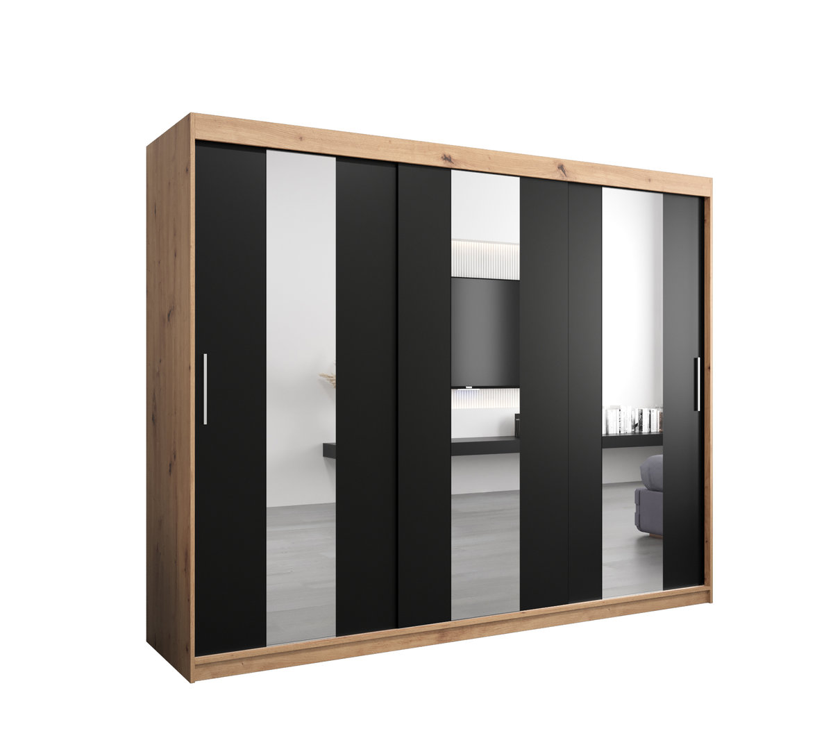 Szafa przesuwna Garderoba POLE 250 gł. 62 artisan/czarny