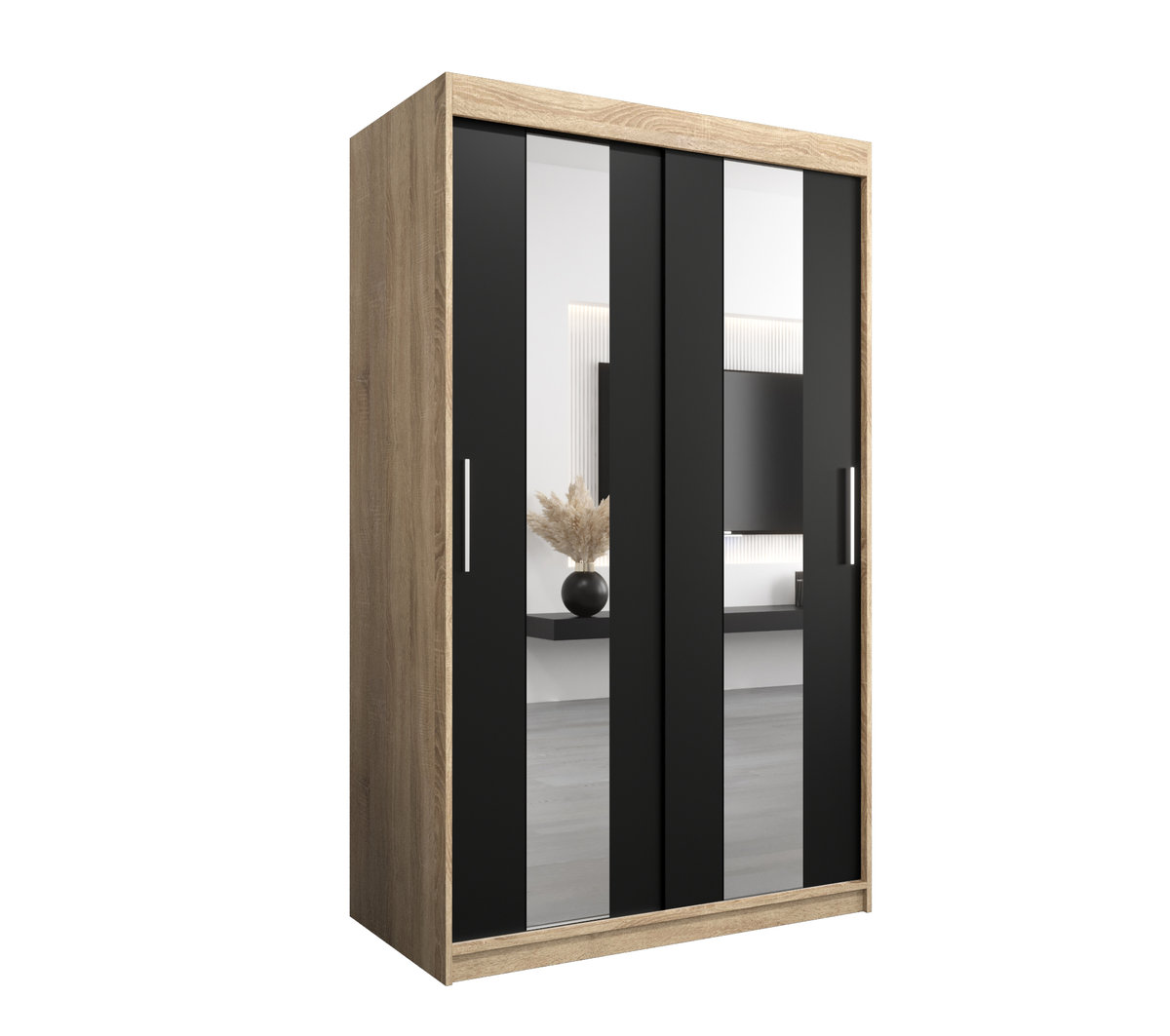 Szafa przesuwna Garderoba POLE 120 gł. 62 sonoma/czarny