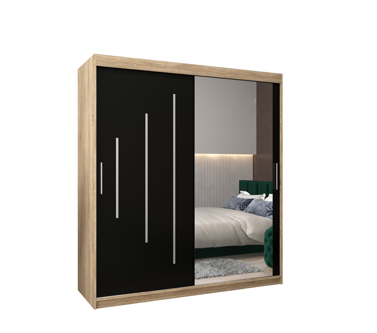 Szafa przesuwna Garderoba YORK 2 180 gł. 62 sonoma/czarny