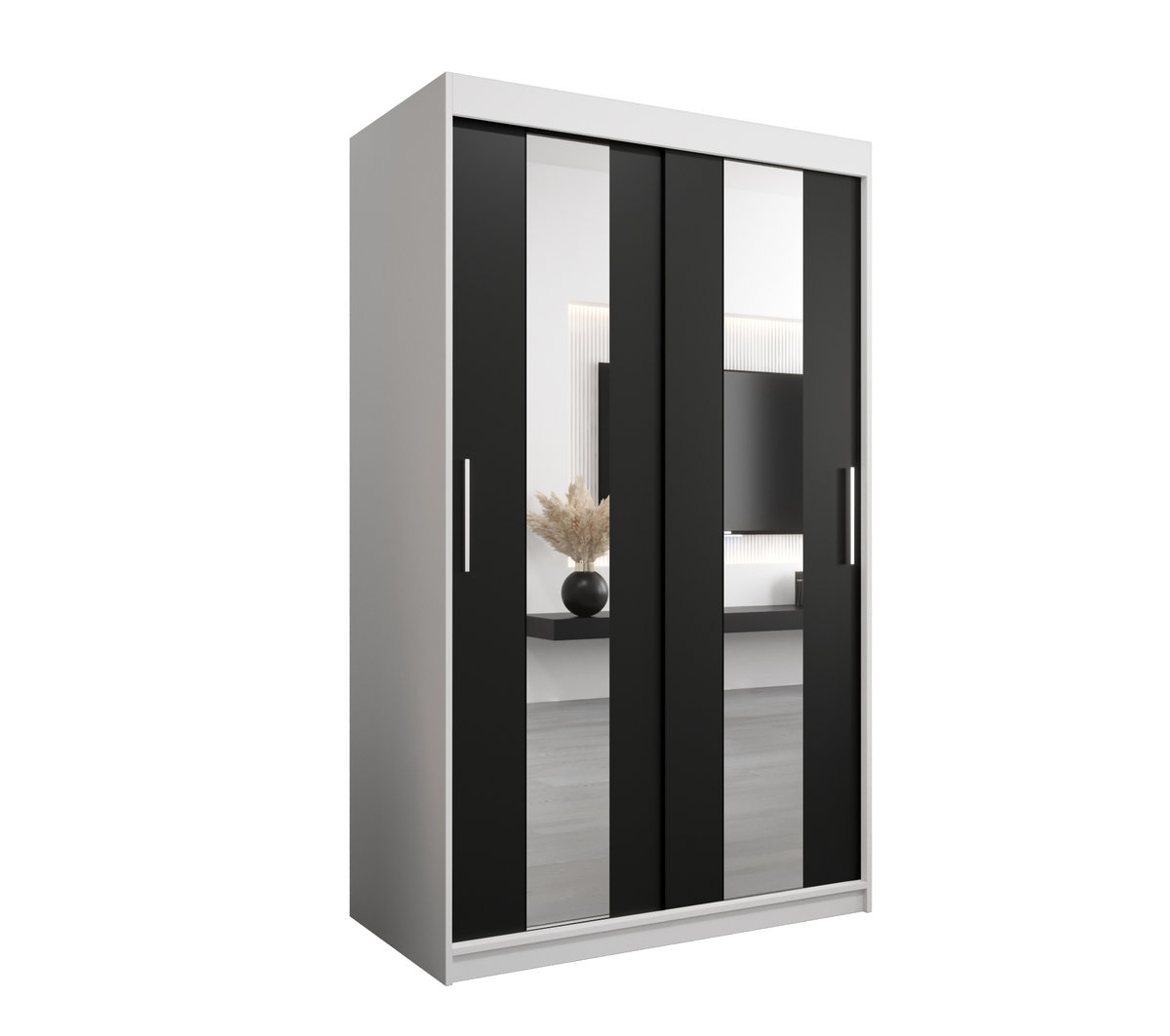 Szafa przesuwna Garderoba POLE 120 gł. 62 biały/czarny