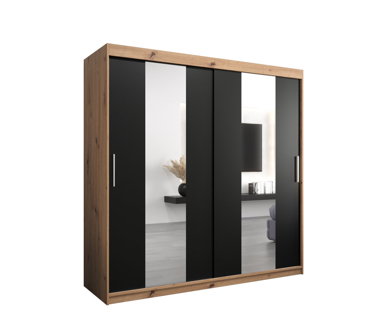 Szafa przesuwna Garderoba POLE 200 gł. 62 artisan/czarny