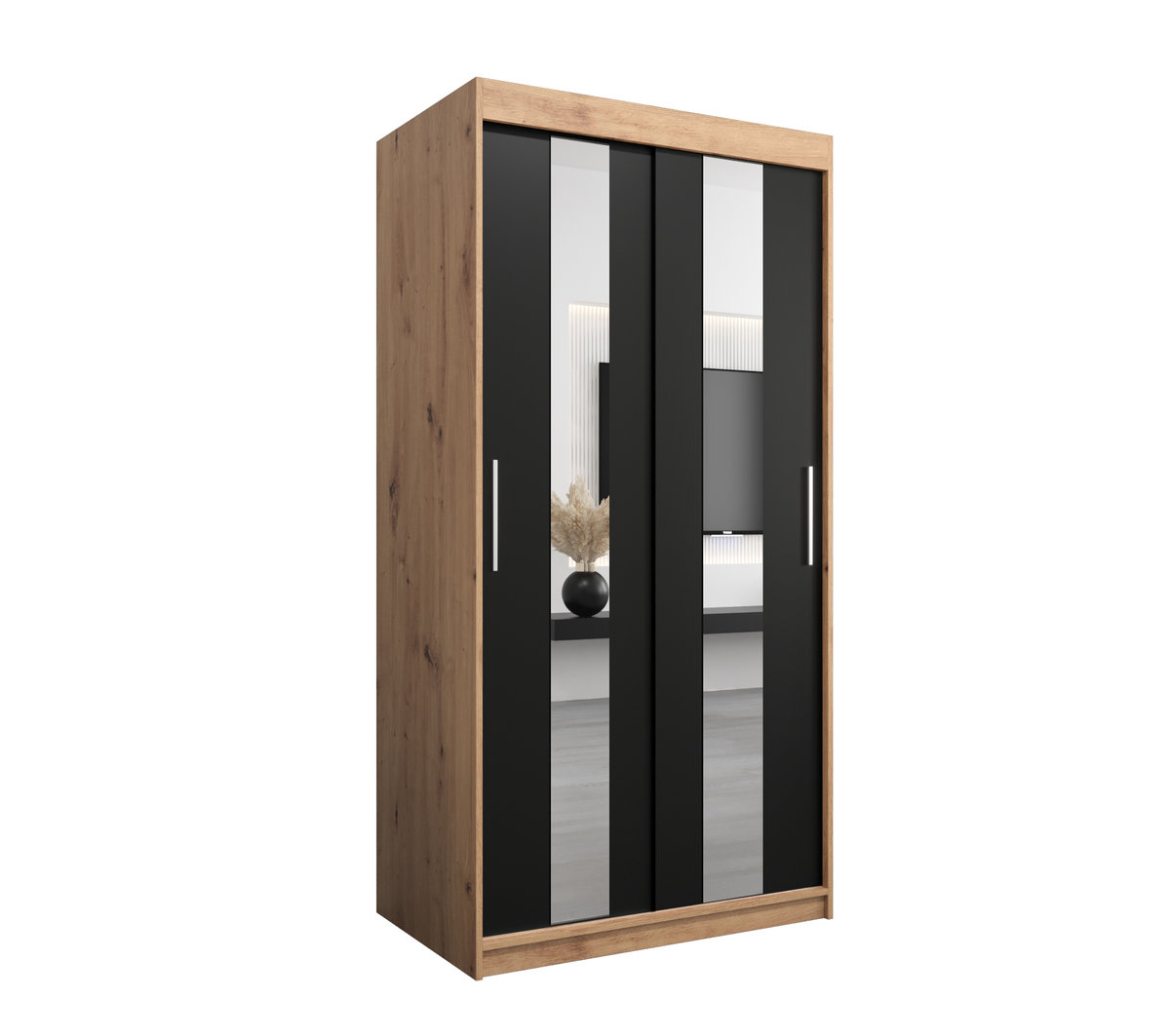 Szafa przesuwna Garderoba POLE 100 gł. 62 artisan/czarny