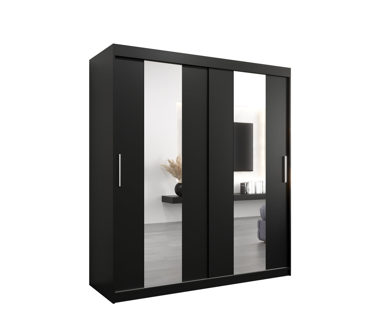 Szafa przesuwna Garderoba POLE 180 gł. 62 czarny/czarny