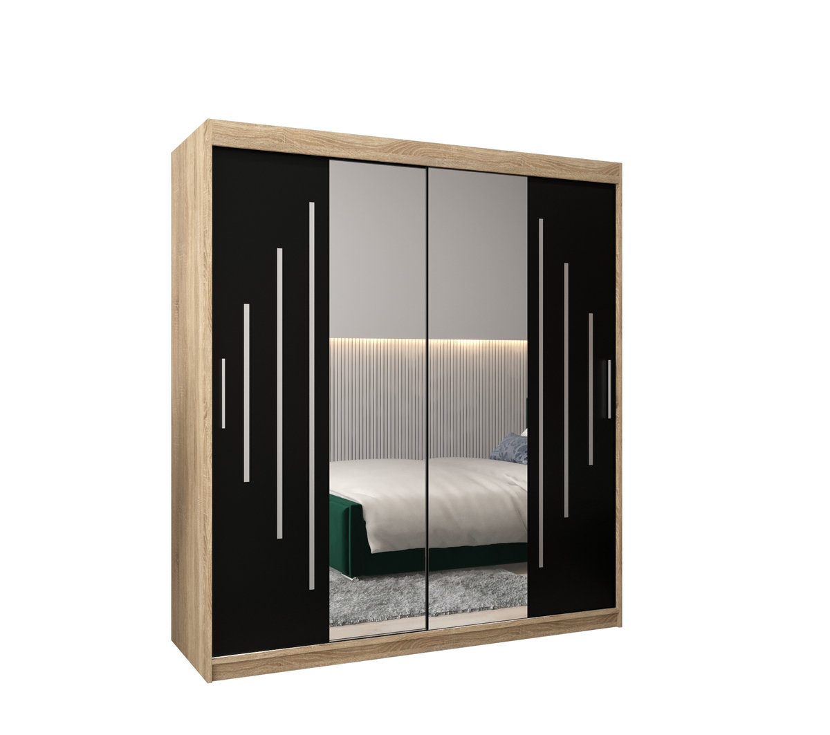 Szafa przesuwna Garderoba YORK 1 180 gł. 62 sonoma/czarny