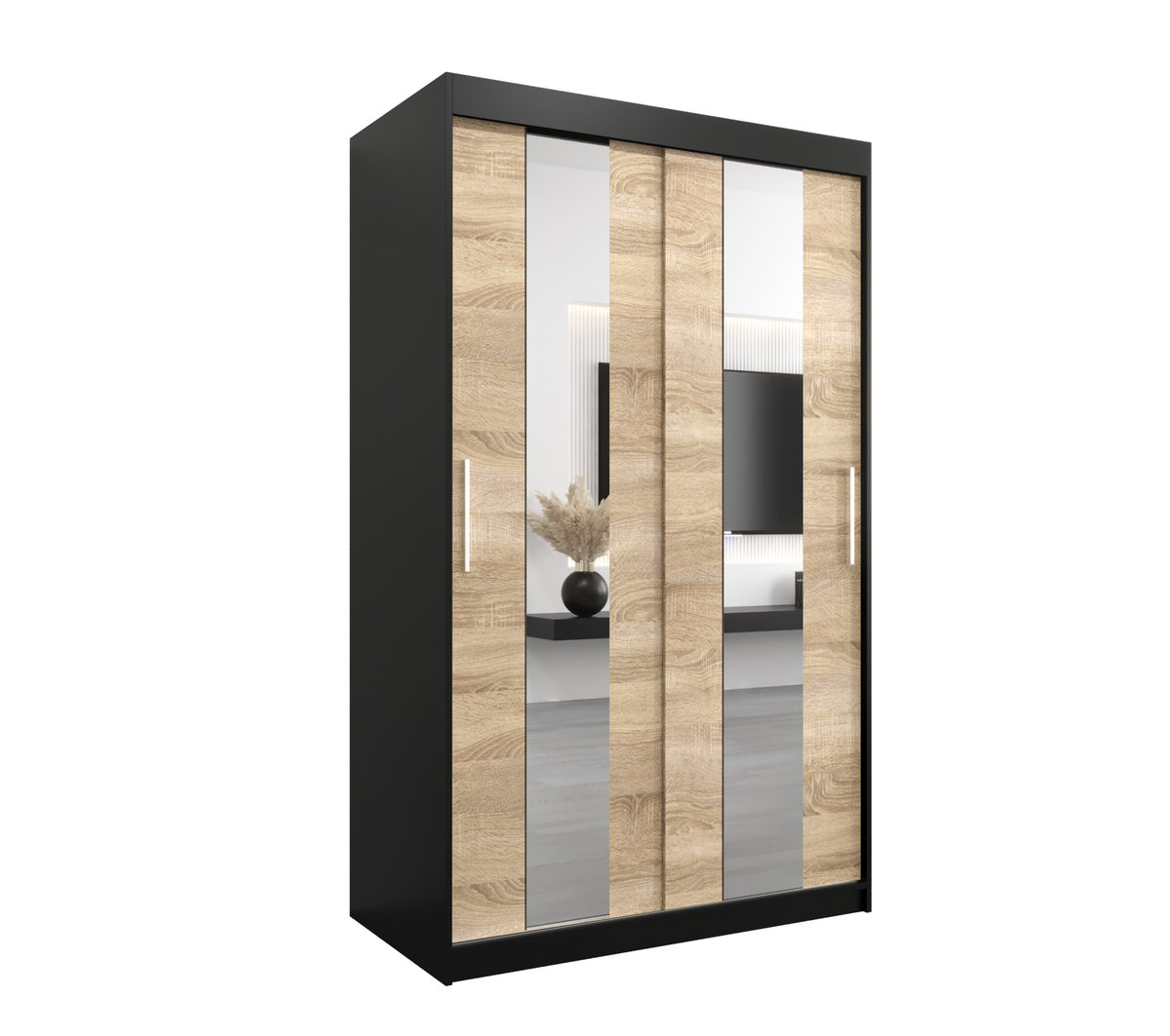 Szafa przesuwna Garderoba POLE 120 gł. 62 czarny/sonoma