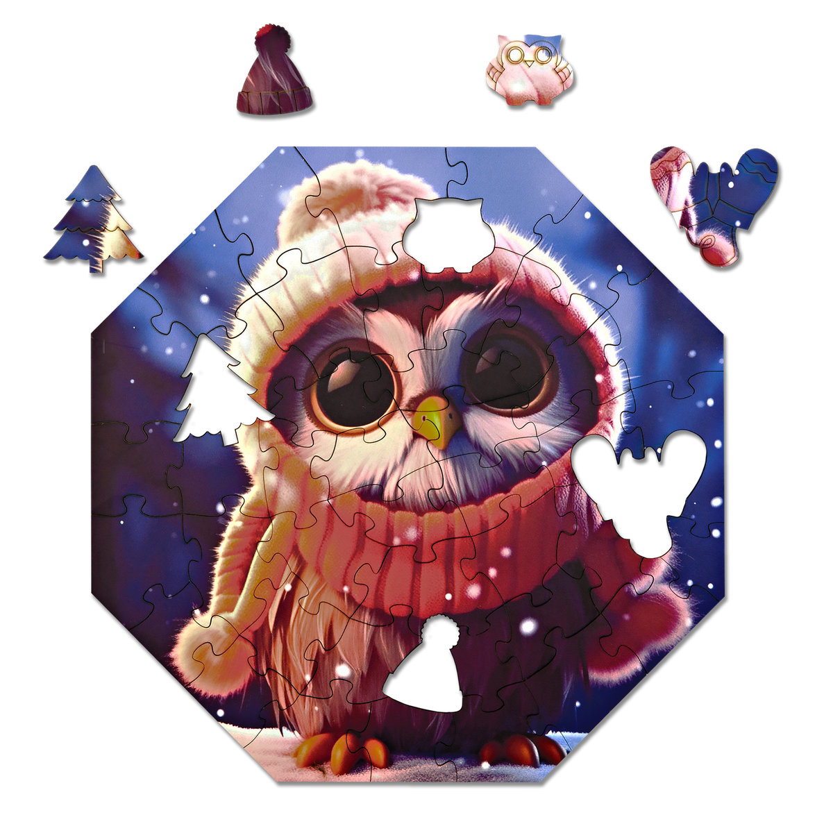 Puzzle drewniane Milliwood - Hi, I'm little – Olivia Owl 29x29 - 46 El.