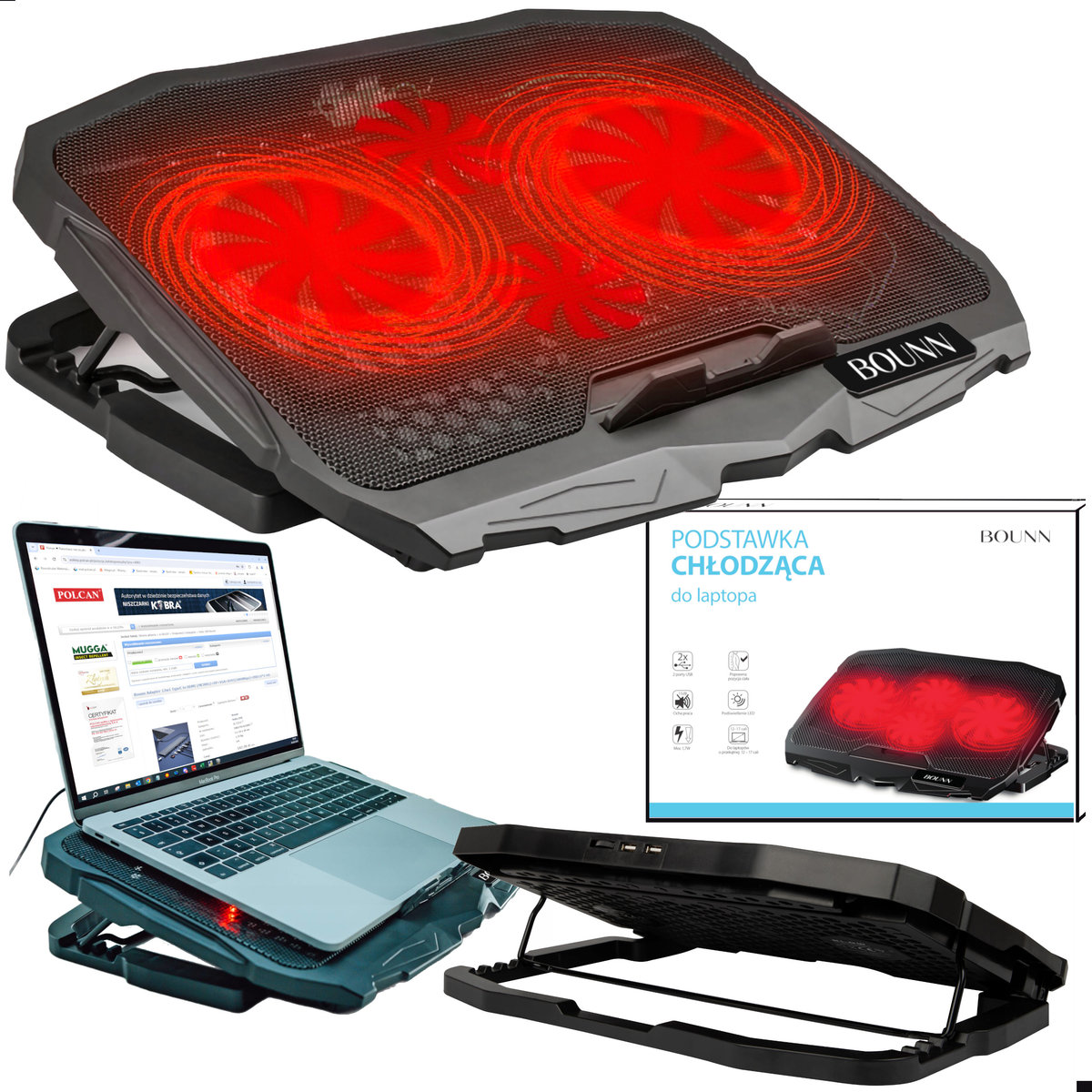 Podstawka chłodząca pod laptopa podkładka regulowana cicha gamingowa 15,6''