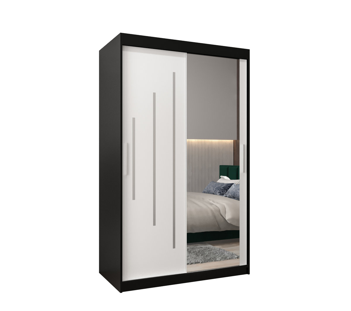 Szafa przesuwna Garderoba YORK 2 120 gł. 62 czarny/biały