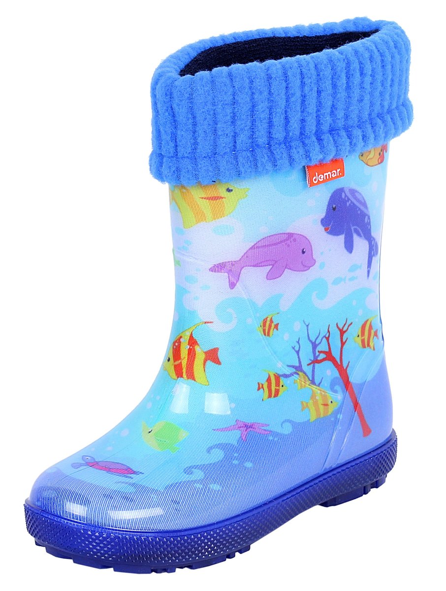 Niebieskie, ocieplane kalosze ocean DEMAR 34-35 EU