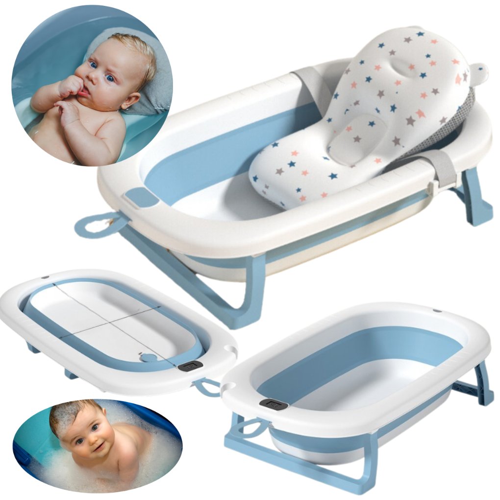 Wanienka do Kąpieli z Poduszką dla Niemowląt Składana Antypoślizgowa 0 +