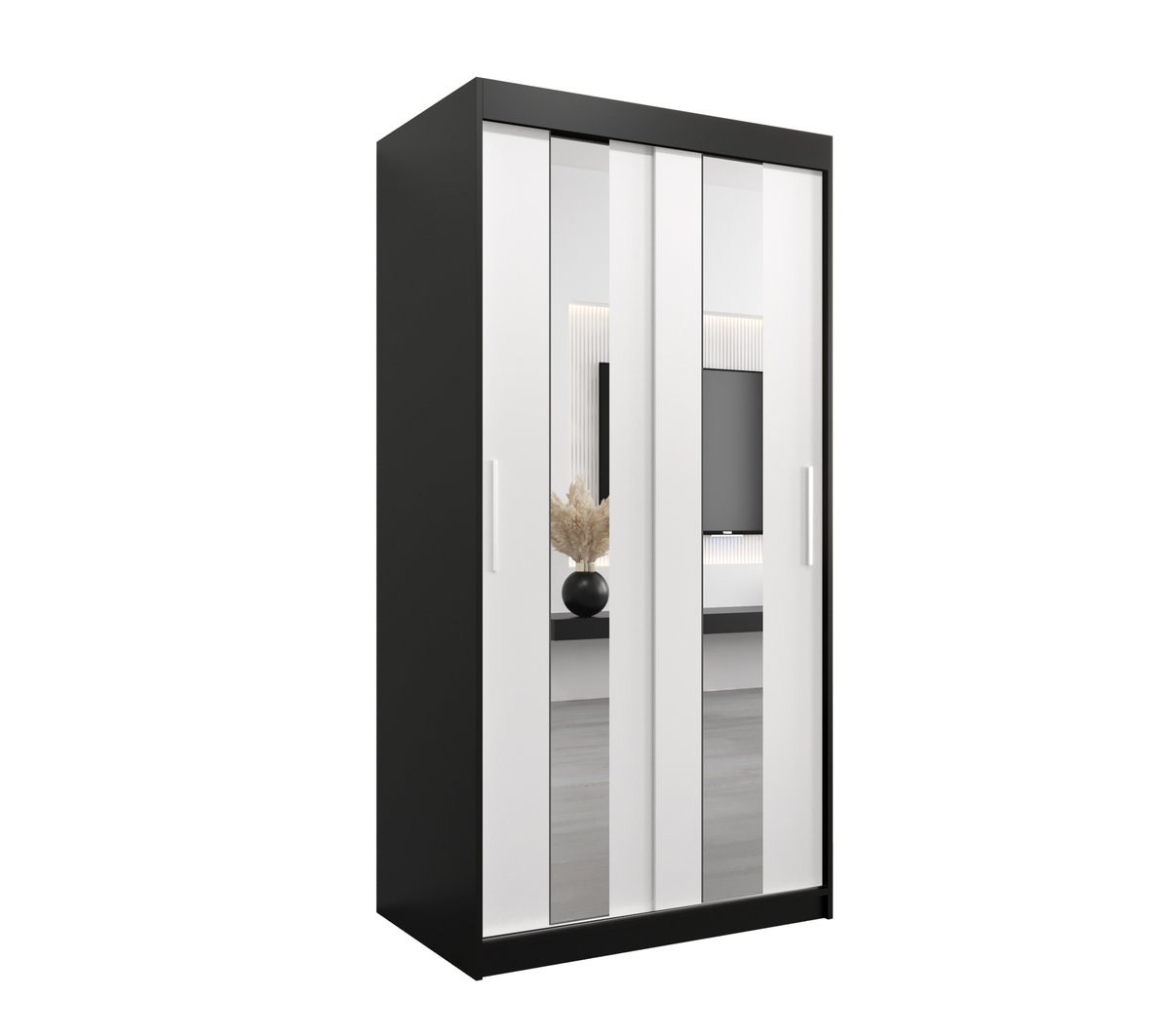 Szafa przesuwna Garderoba POLE 100 gł. 62 czarny/biały