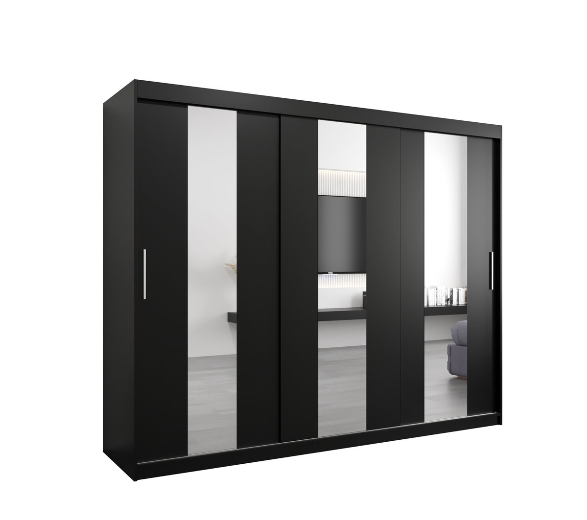 Szafa przesuwna Garderoba POLE 250 gł. 62 czarny/czarny