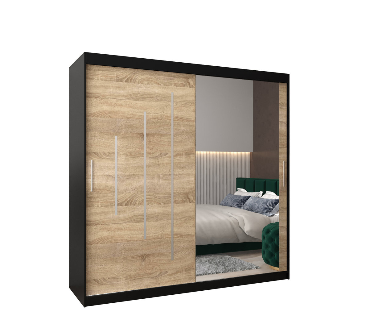 Szafa przesuwna Garderoba YORK 2 200 gł. 62 czarny/sonoma