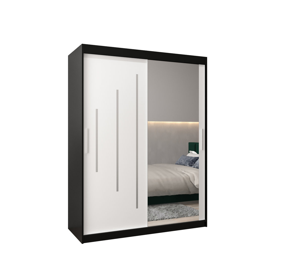 Szafa przesuwna Garderoba YORK 2 150 gł. 62 czarny/biały