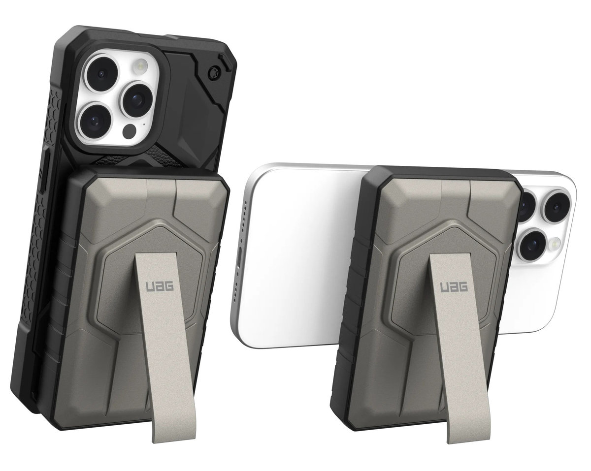 UAG Rugged 10K - powerbank 10000mAh z podstawką, bateria zapasowa power bank ładowanie bezprzewodowe 10W, kompatybilny z MagSafe magnetyczny , kabel..