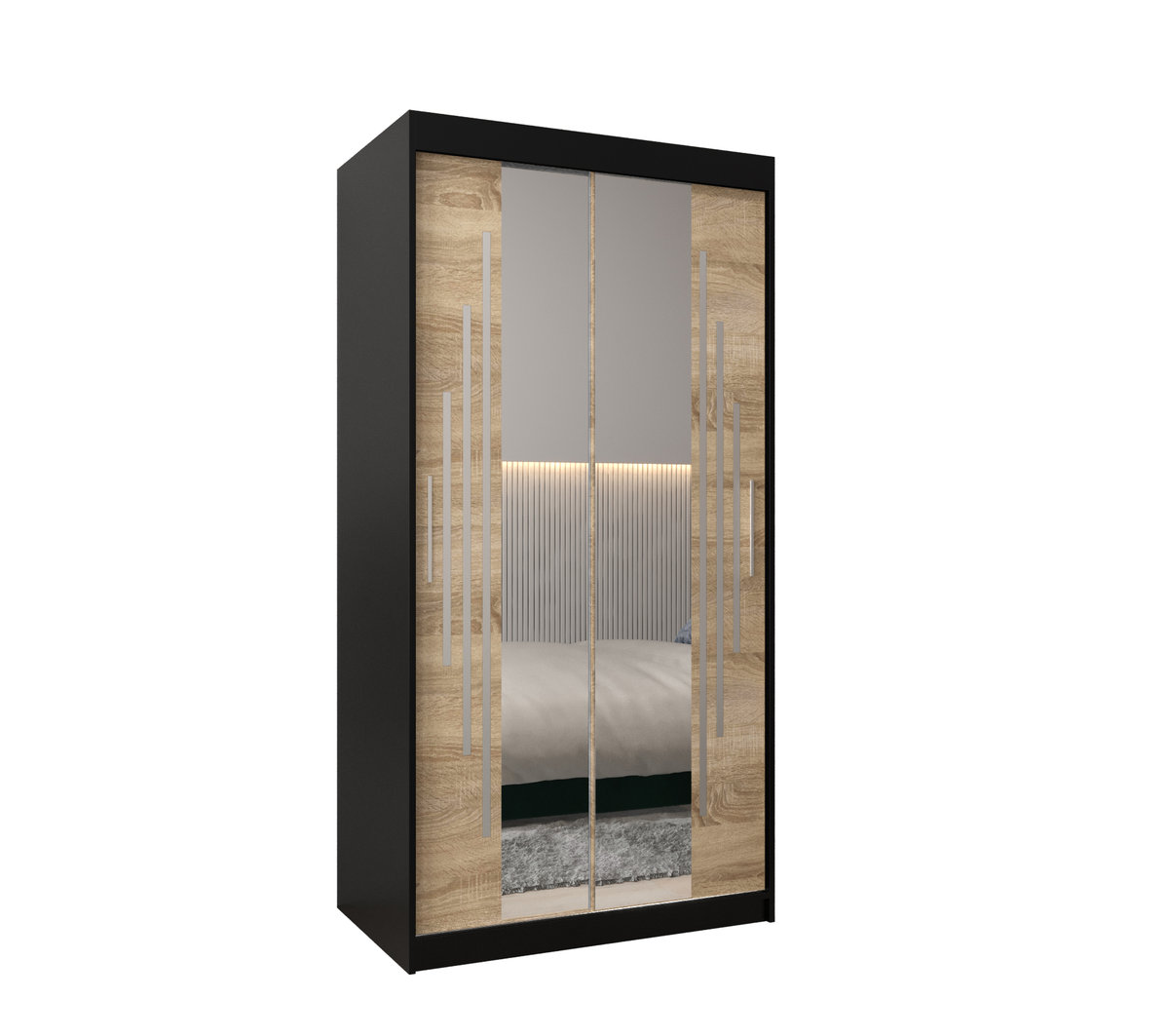 Szafa przesuwna Garderoba YORK 1 100 gł. 62 czarny/sonoma