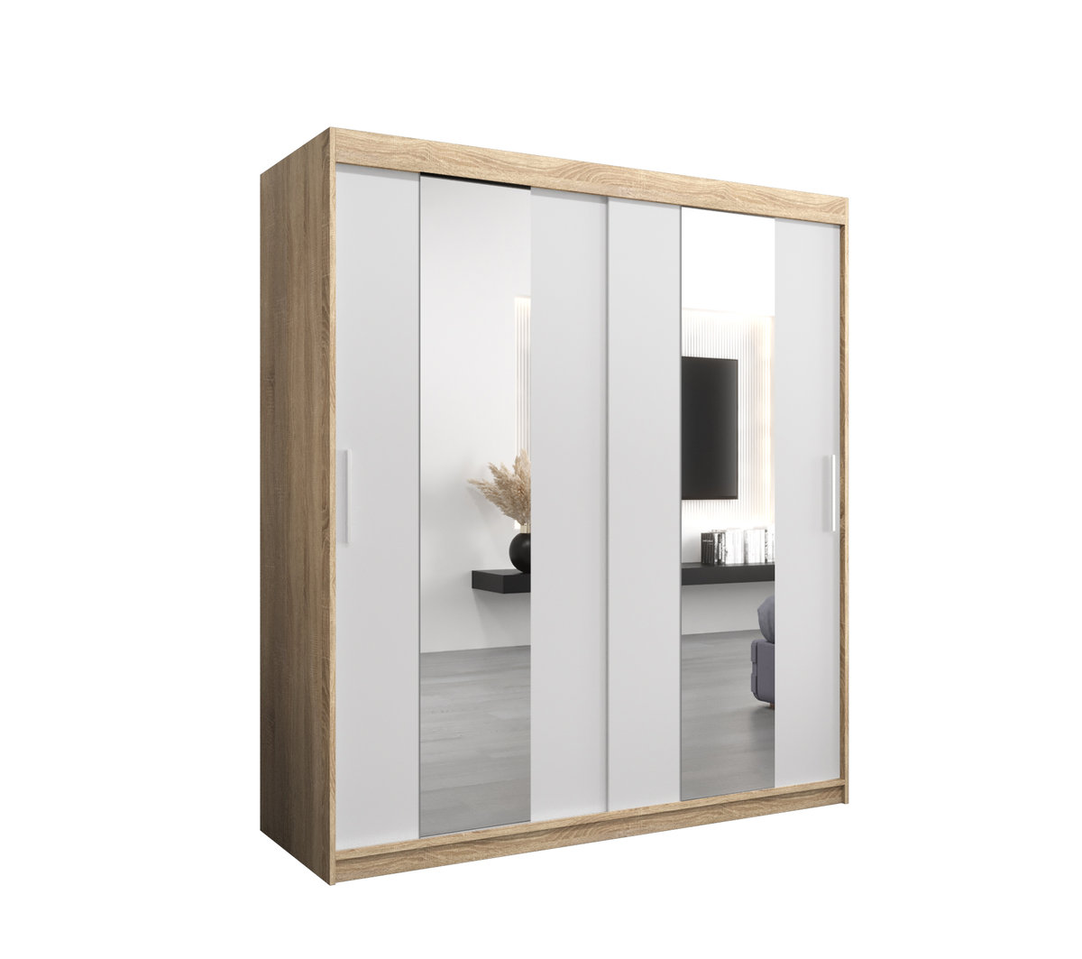 Szafa przesuwna Garderoba POLE 180 gł. 62 sonoma/biały